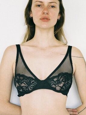 Lonely Lingerie Lena Underwire Bra - Black Mesh 38B
